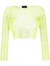 Santa Sparkling Mesh Cropped Top With Rhinestone Embellishment
