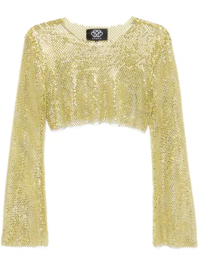 Santa Long-sleeves Crop Top In 黄色