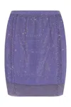 Santa Rhinestone Embellished Netted Mini Skirt In Purple