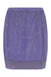 Santa Rhinestone Embellished Netted Mini Skirt In Purple