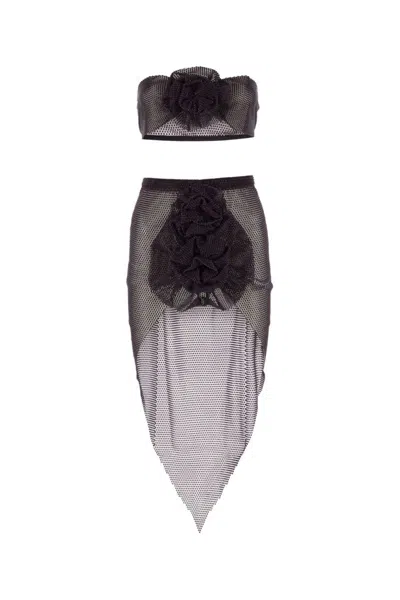 Santa Floral Mesh Strapless Dress In Purple