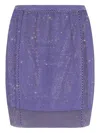 Santa Rhinestone Embellished Netted Mini Skirt In Purple
