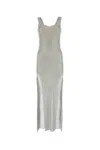 Santa Abito Lungo In Maglia Metallica Argento Donna In Silver