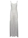 SANTA BRANDS SLEEVELESS SILVER DRESS WITH HEART-SHAPED NECKLINE AND FRONT SLITS FOR WOMEN