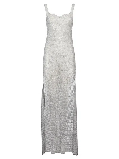 Santa Sleeveless Long Dress In Silver