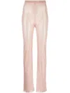 Santa Shimmering High-waisted Straight Leg Trousers In Powder