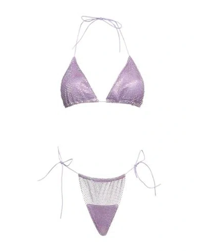 Santa Brands Woman Bikini Lilac Size M Crystal, Polyester, Cotton In Purple