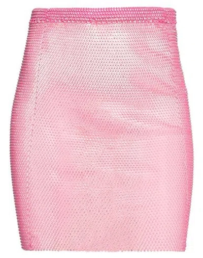 Santa Brands Woman Mini Skirt Fuchsia Size M/l Crystal, Polyester, Cotton In Pink