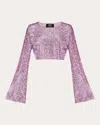 Santa Brands Women's Sparkle Cropped Crystal-embellished Mesh Top In Pink