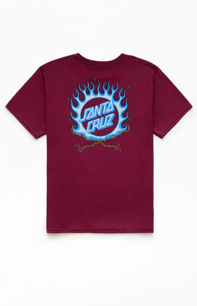 Santa Cruz Kids Forging Dot T-shirt In Maroon In Burgundy