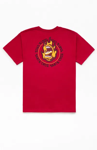 Santa Cruz Kids Ringed Screaming Flame T-shirt In Red
