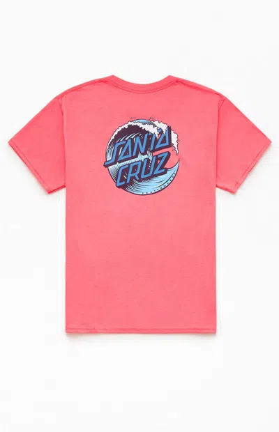 Santa Cruz Kids Wave Dot T-shirt In Coral In Pink