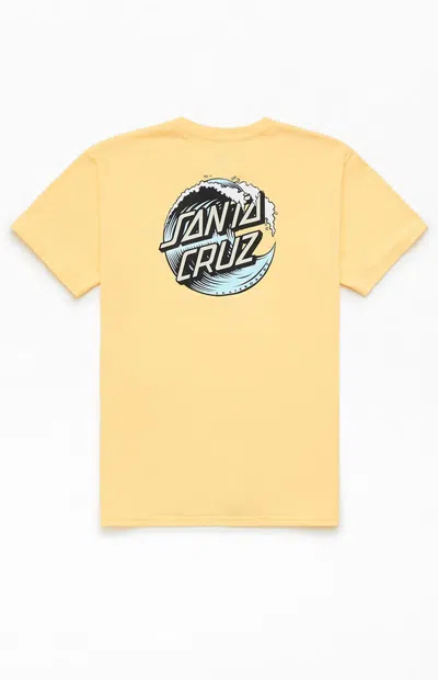 Santa Cruz Kids Wave Dot T-shirt In Yellow/blue In Gray