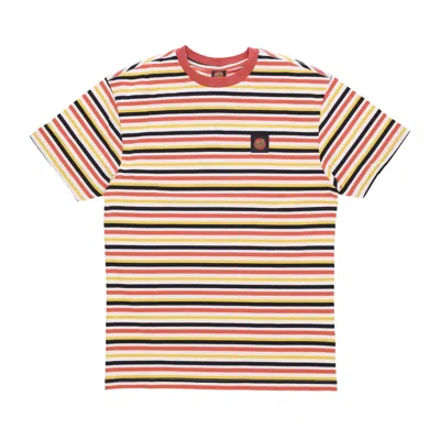 Santa Cruz Men's Classic Label Stripe Tee Unbleached Cotton Stripe T-shirt In Red