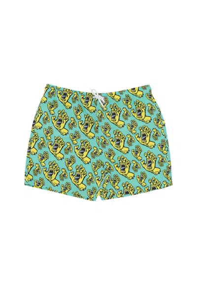 Santa Cruz Men's Hands All Over Swimshort Turquoise In Green