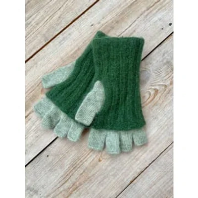Santacana Two-tone Fingerless Gloves In Green