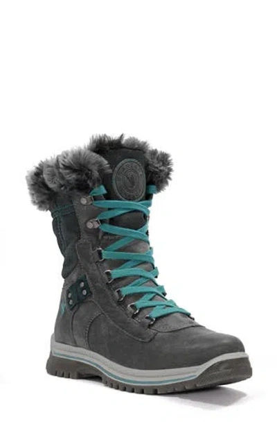 Santana Canada Faux Fur Lined Winter Boot In Grey/turquoise