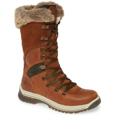 Santana Canada Marinda Waterproof Faux Fur Boot In Cognac/hunter Leather