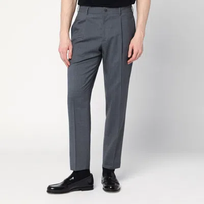 SANTANIELLO ANTHRACITE GREY WOOL BLEND TROUSERS