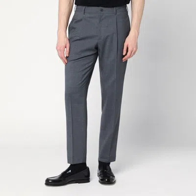 SANTANIELLO SANTANIELLO  ANTHRACITE GREY WOOL BLEND TROUSERS