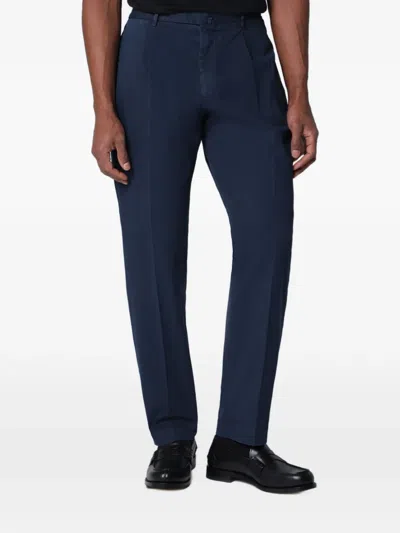 Santaniello Arechi Pleated Cotton Trousers In Blue