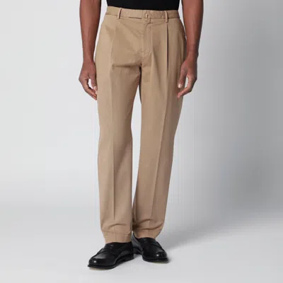 Santaniello Beige Trousers In Cotton In Neutral