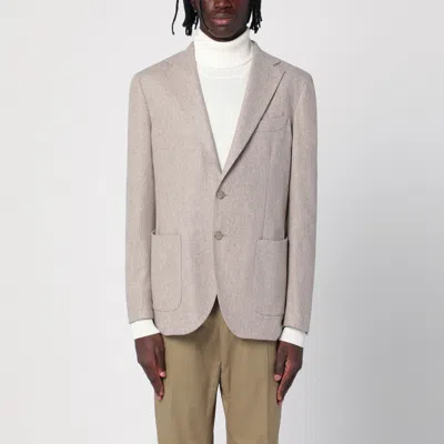 SANTANIELLO SANTANIELLO BEIGE WOOL BLEND SINGLE BREASTED JACKET