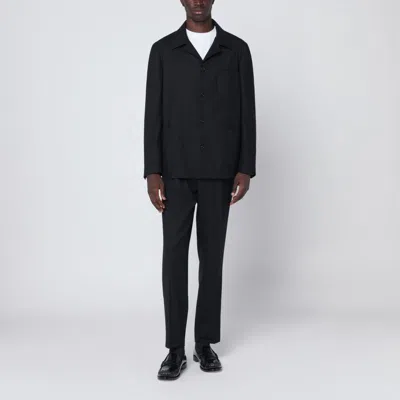 SANTANIELLO SANTANIELLO  BLACK SINGLE-BREASTED SUIT IN WOOL BLEND
