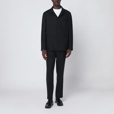 Santaniello Black Single-breasted Suit In Wool Blend