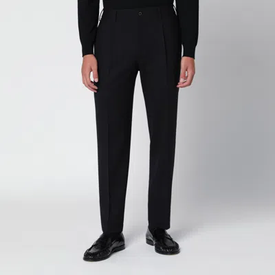 Santaniello Black Trousers In Wool Blend