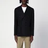 Santaniello Double-breasted Jacket In Wool-blend In Black