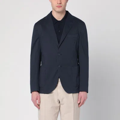 SANTANIELLO BLUE SINGLE-BREASTED JACKET IN COTTON