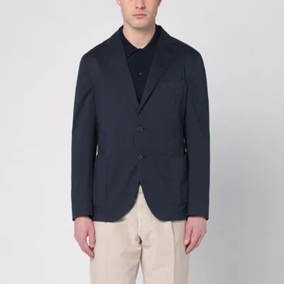 SANTANIELLO SANTANIELLO  BLUE SINGLE-BREASTED JACKET IN COTTON