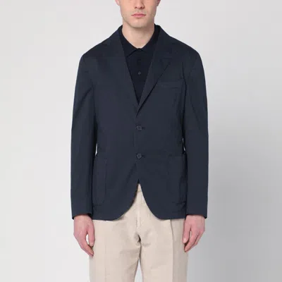 SANTANIELLO BLUE SINGLE-BREASTED JACKET IN COTTON
