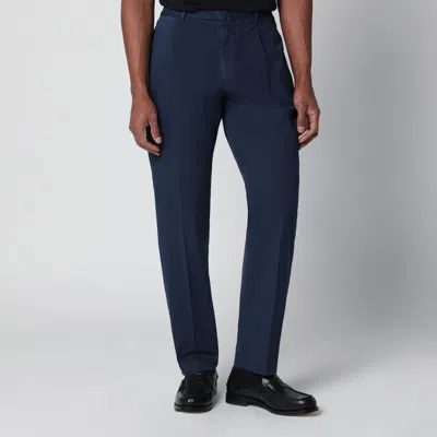 Santaniello Blue Trousers In Cotton In Animal Print