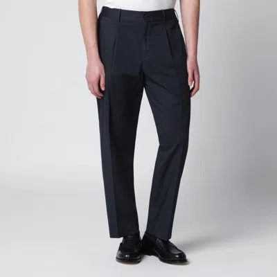 Santaniello Blue Trousers In Cotton Blend In Black