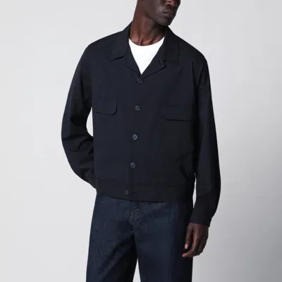 SANTANIELLO SANTANIELLO BLUE WOOL-BLEND OVERSHIRT JACKET