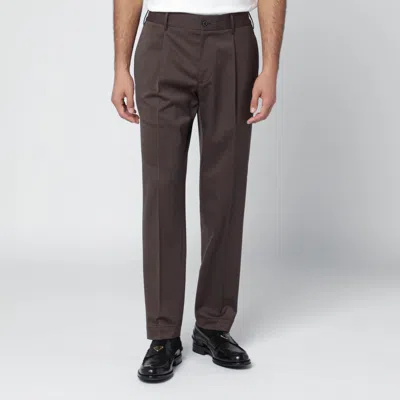 SANTANIELLO SANTANIELLO BROWN WOOL BLEND TROUSERS