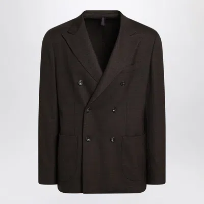 SANTANIELLO SANTANIELLO  BROWN CHECKED DOUBLE BREASTED JACKET