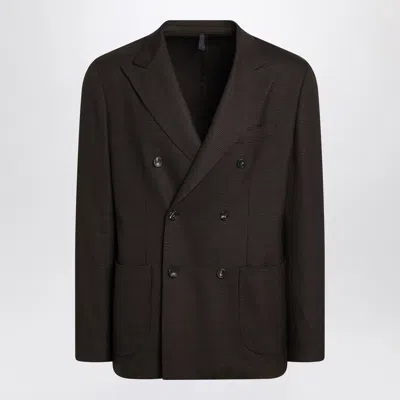 SANTANIELLO SANTANIELLO BROWN CHECKED DOUBLE BREASTED JACKET