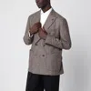 Santaniello Double-breasted Tweed Jacket In Brown