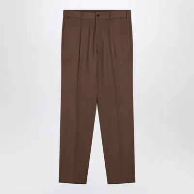 SANTANIELLO SANTANIELLO  BROWN WOOL BLEND TROUSERS