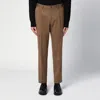 Santaniello Wool Blend Il Viaggiatore Single-pleat Pants With Belt Loops In Brown
