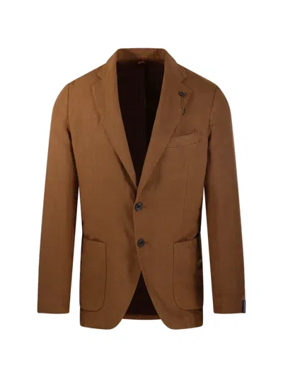 Santaniello Buttoned Blazer In Brown