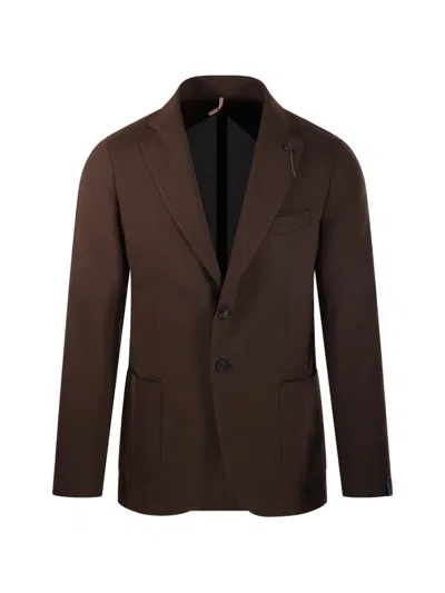Santaniello Buttoned Blazer In Brown