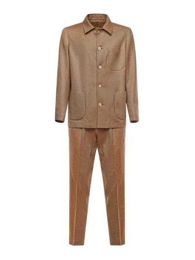 Santaniello Cavalry Wool Set In Brown