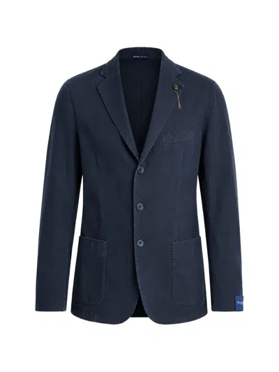Santaniello Chain-detail Single-breasted Blazer In Blue