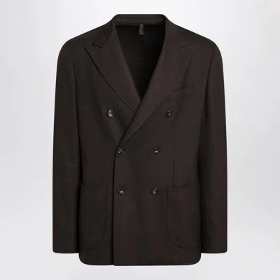 Santaniello Checked Double Breasted Jacket In Brown
