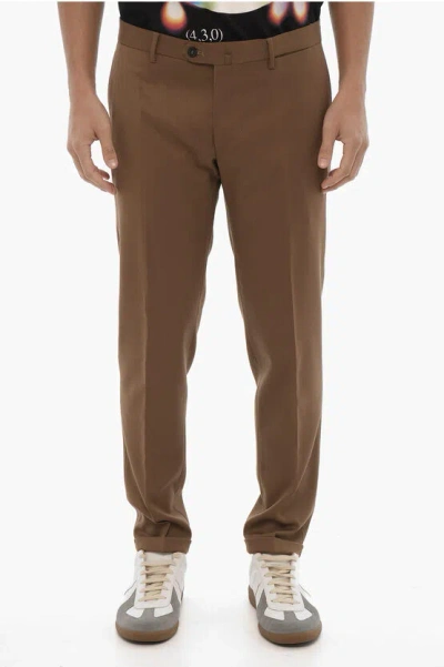 Santaniello Cuffed Hem Twill Dowell Chinos Pants In Brown