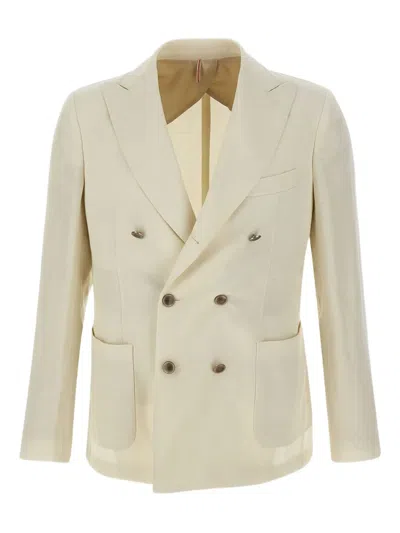 Santaniello Double-breasted Blazer In White